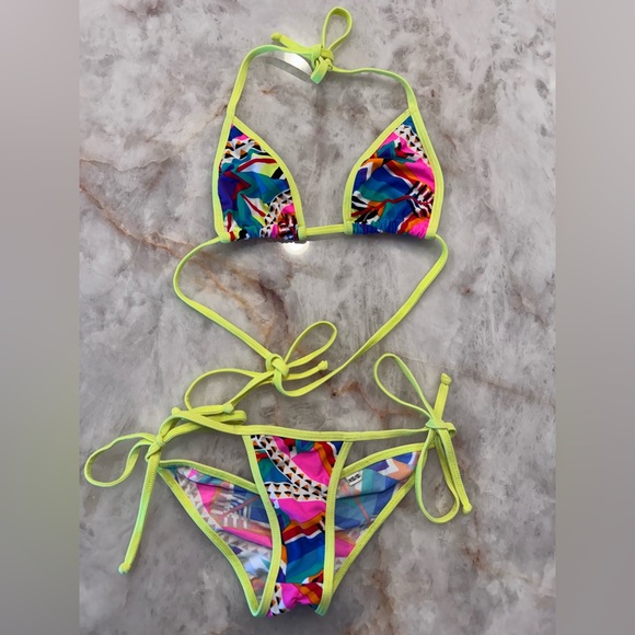 Neon Colorful Swim Dance Rave Bikini Set XS/S - Picture 1 of 6